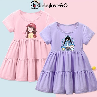 Váy babydoll bé gái BabyloveGO, đầm 3 tầng cho bé chất thun cotton mềm mịn thoáng mát
