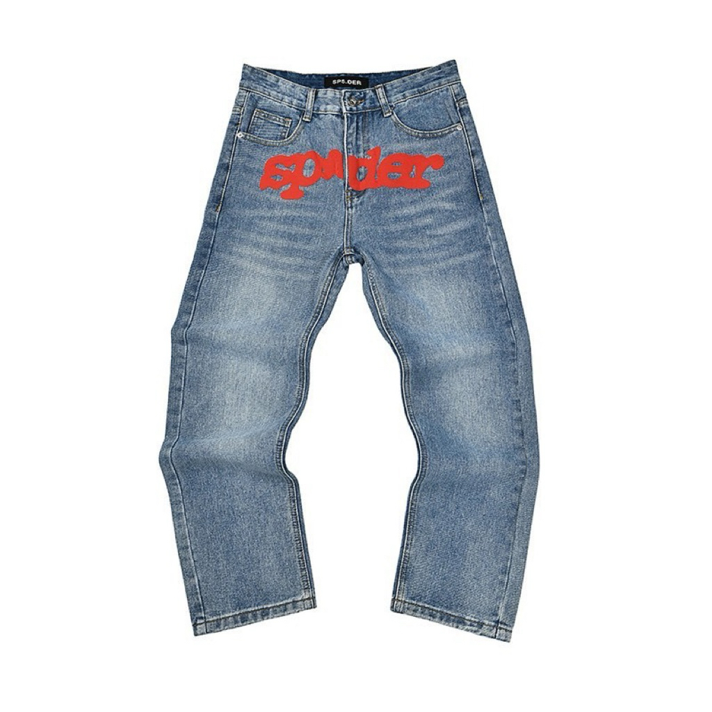 ⚡️ORDER⚡️Quần Bò Sp5der logo trước - Sp5der Indigo Denim Wash Denim / Quần Jean Sp5der logo