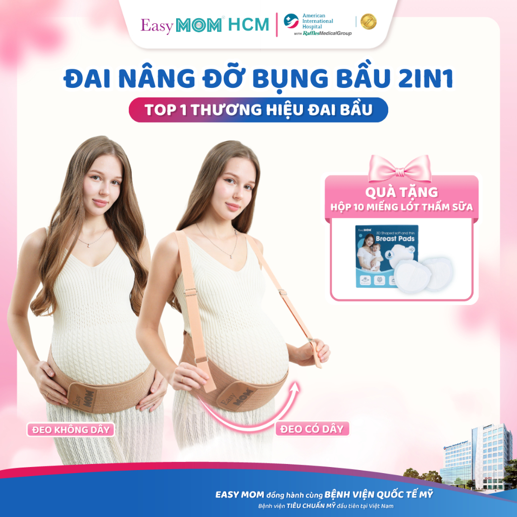 [HỎA TỐC HCM]Đai bầu Easy MOM 2in1 tích hợp 2 kiểu đeo giúp nâng đỡ bụng bầu giảm đau lưng