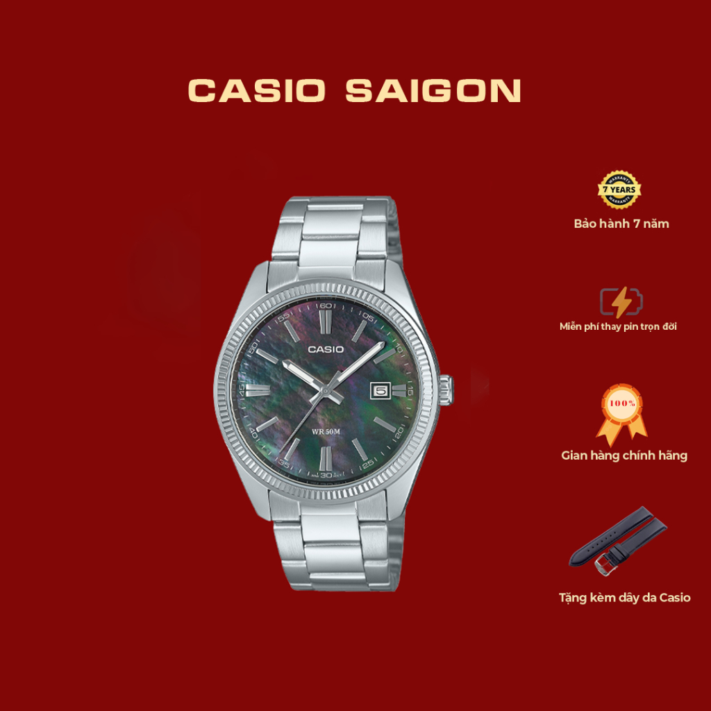 (Chính Hãng) Đồng Hồ Casio Nam MTP-1302DS-1AV Xà Cừ Size 38.5mm - Bảo Hành 7 Năm