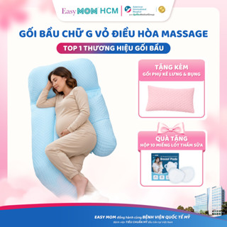 [HCM]Gối bầu chữ G  Easy MOM cho bà bầu vỏ điều hòa hạt nổi massage, thoáng khí mát lạnh giảm đau lưng, ngủ ngon