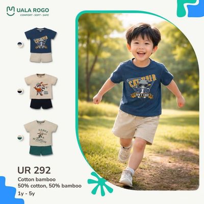 Bộ cộc tay cho bé Ualarogo 1-5 tuổi vải Cotton Sợi tre Bamboo mềm mại co giãn UR 292