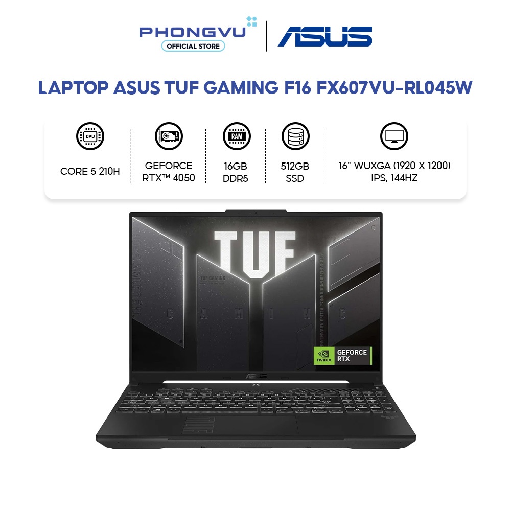Laptop Asus TUF Gaming F16 FX607VU-RL045W (Core 5 210H/ GeForce RTX™ 4050/ 16GB/ 512GB/ Windows 11) 