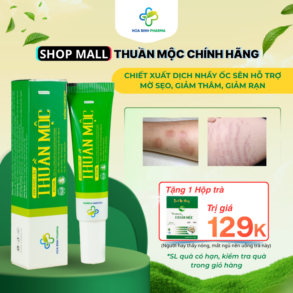 Kem dược liệu Thuần Mộc xanh hỗ trợ giảm sẹo, mờ thâm