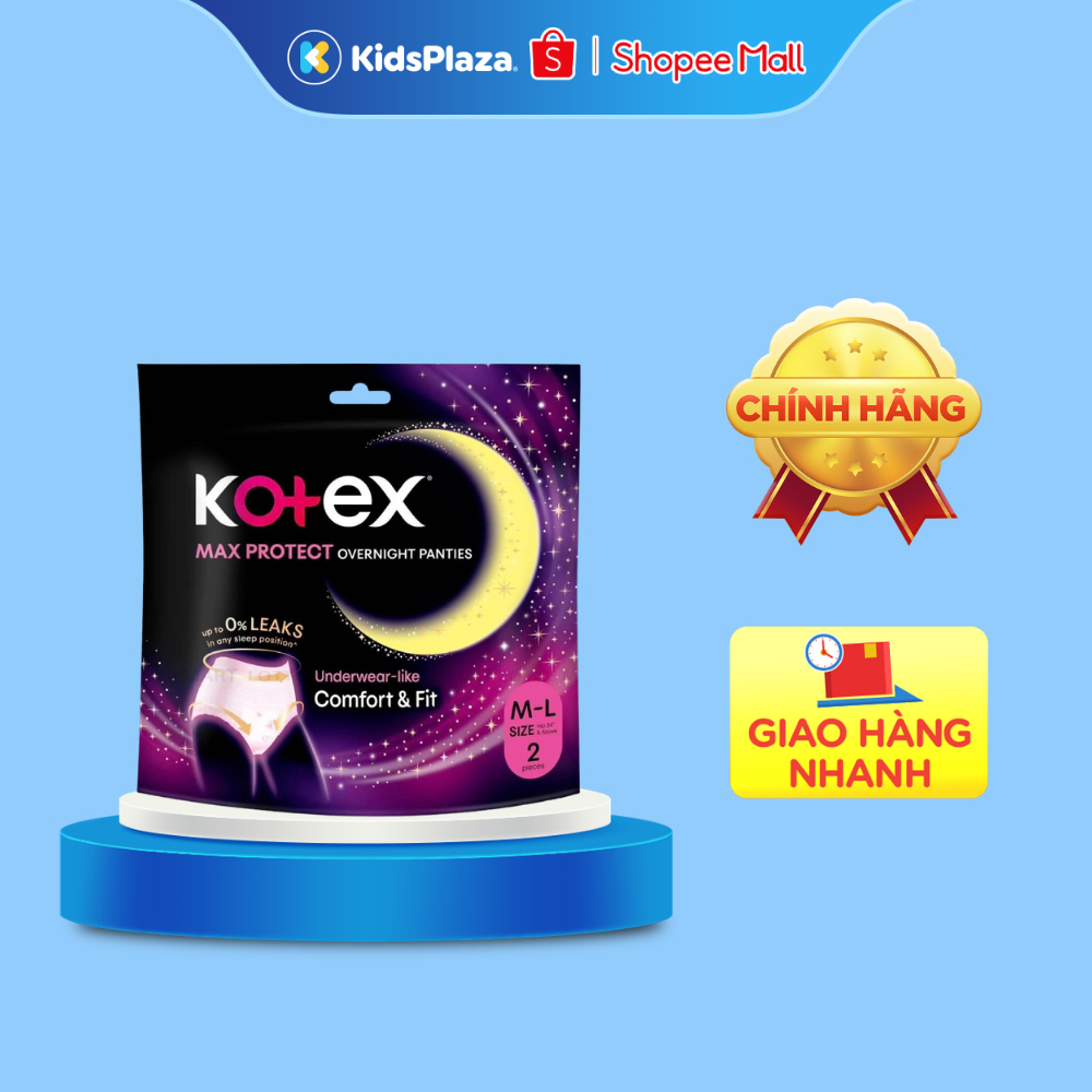 Băng vệ sinh Kotex ban đêm dạng quần cho mẹ size M-L/L-XL 2pcs và M-L 5pcs