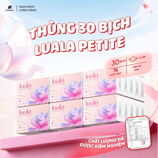 Thùng 30 gói khăn giấy ăn cao cấp LUALA 4 lớp, giấy ăn rút mềm mại siêu dai không chất tẩy trắng an toàn sức khoẻ