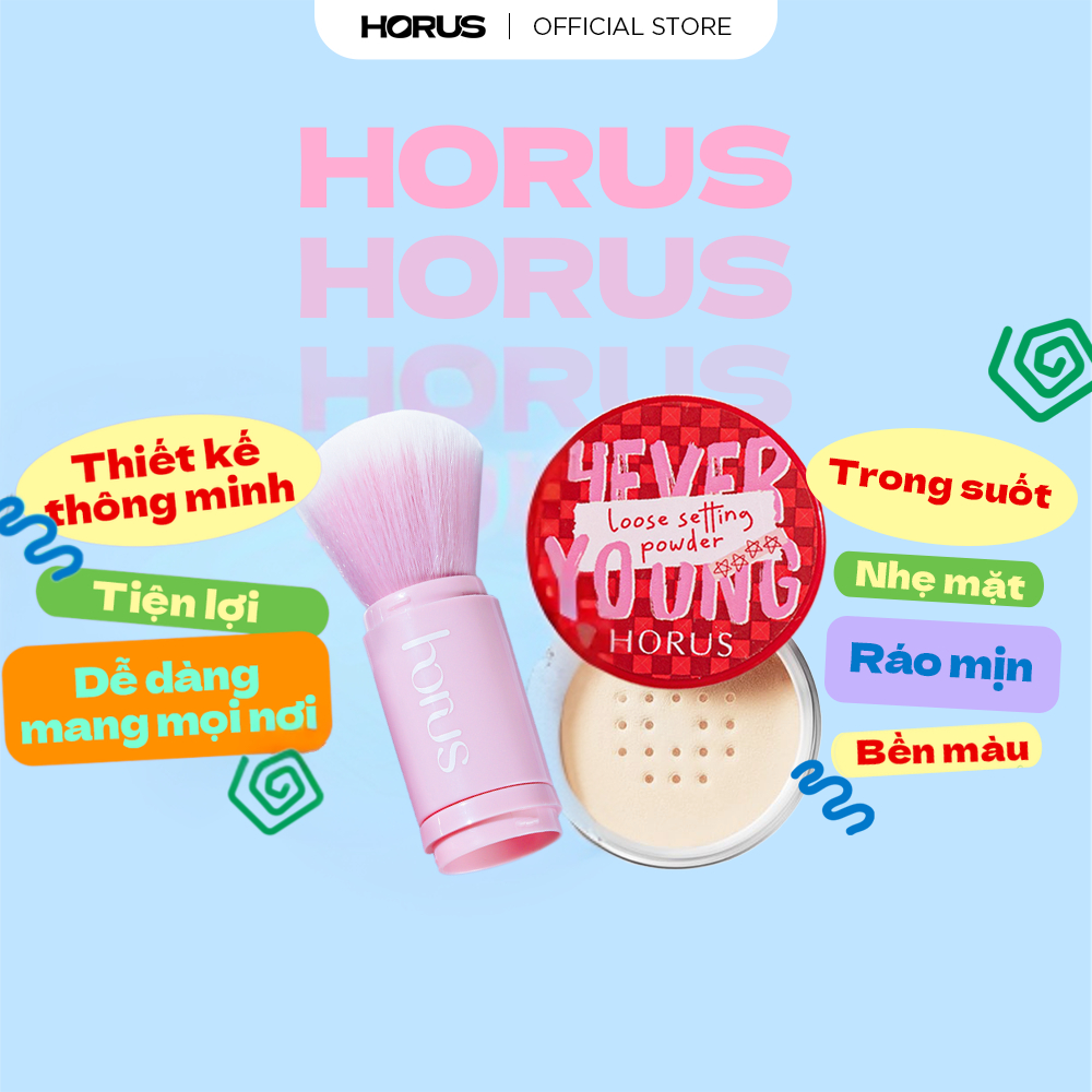 Combo 01 pcs Horus Set Cọ trang điểm mini Mini Brush Set + 01 pcs Horus Phấn phủ 4everyoung Loose Se