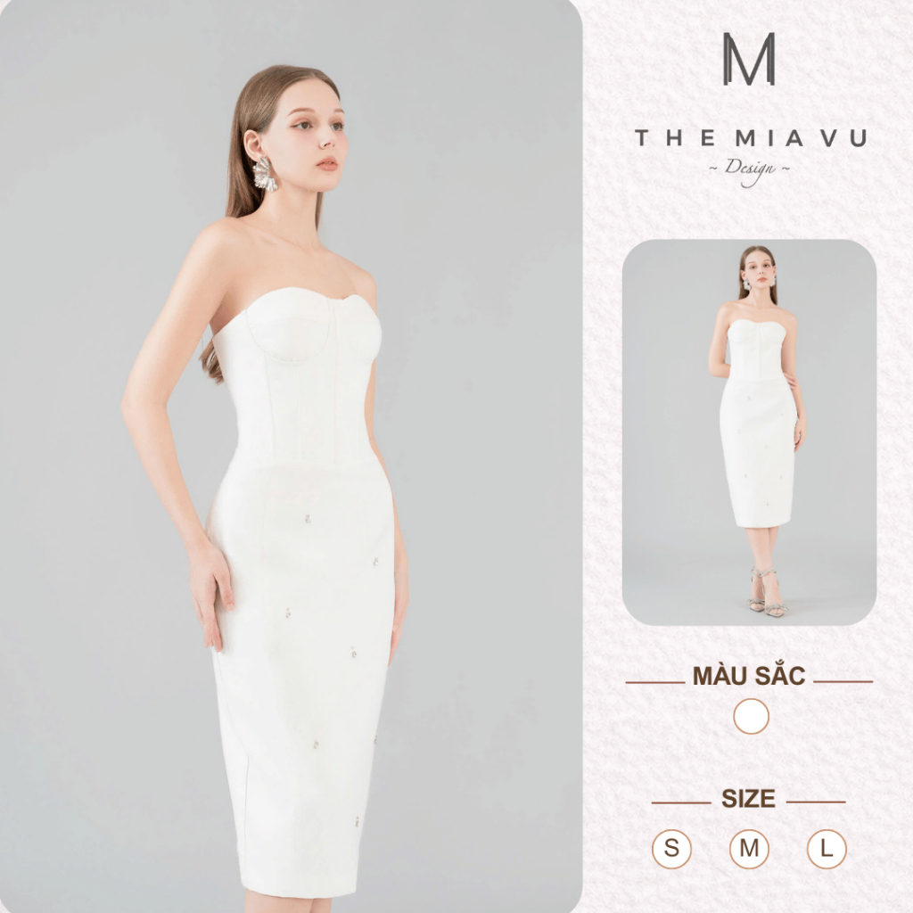 Đầm Thiết Kế Cherine, Váy Body Dáng Dài,Váy Cúp Ngực Sang Chảnh - THE MIAVU