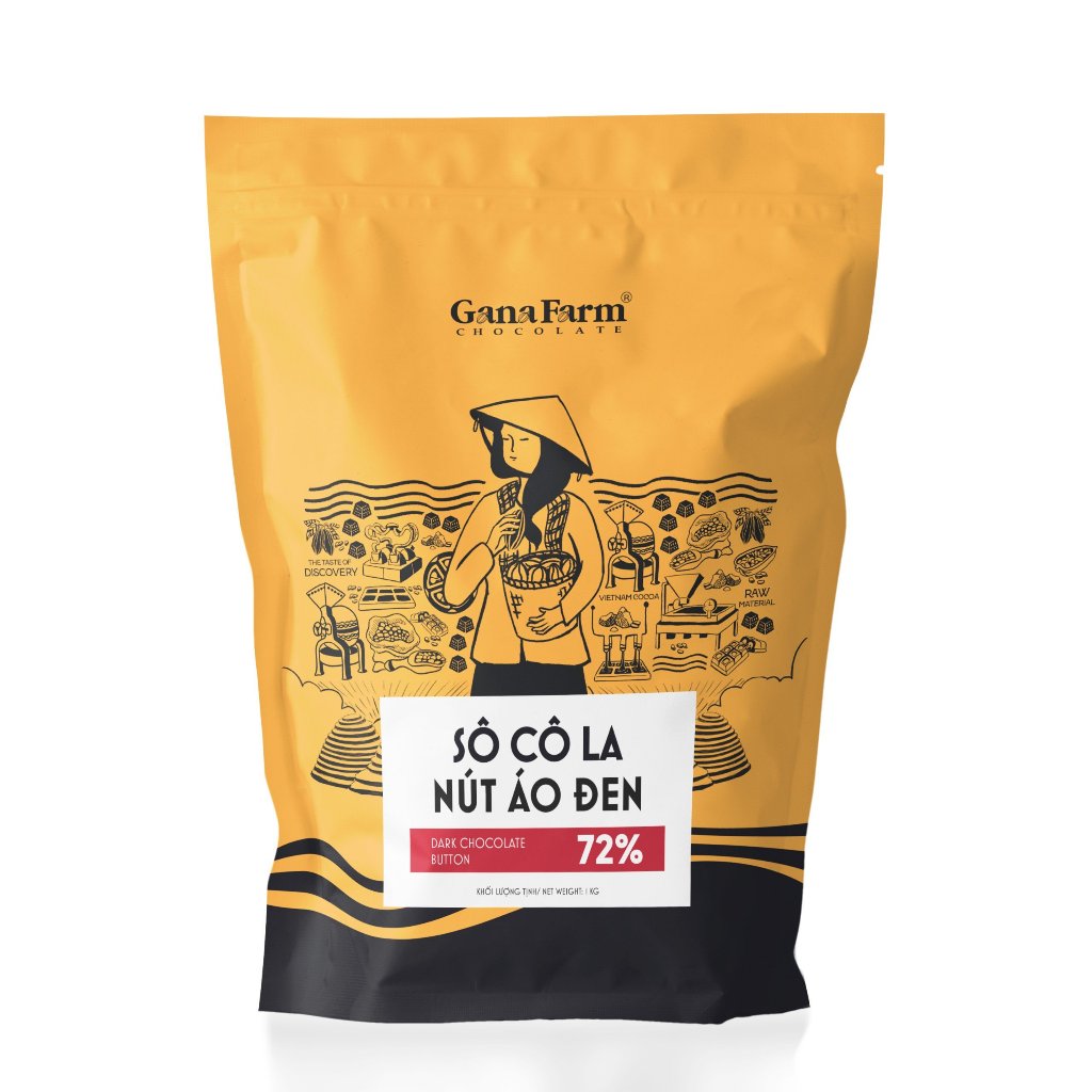 Socola nút áo đen nguyên chất REAL 55% cacao  và 72% cacao Túi 100g