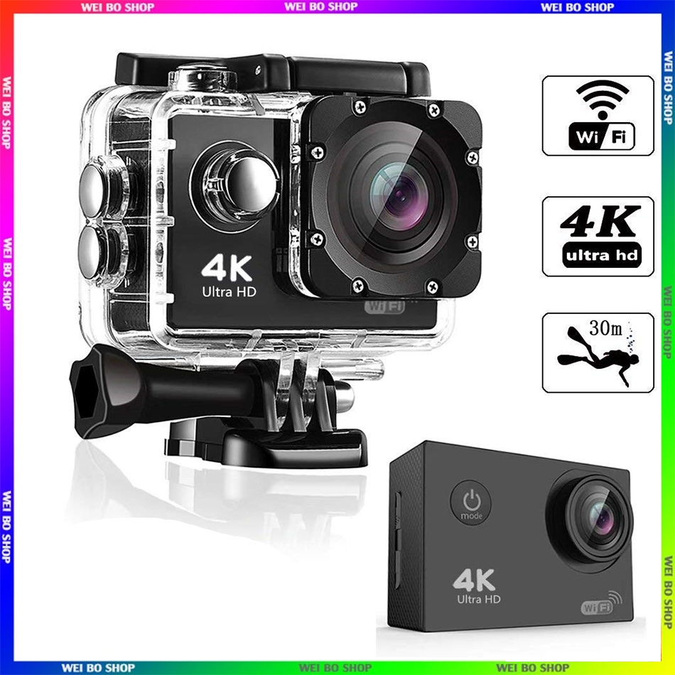 Camera Thể Thao 4K Mini Chống Nước 30M - Máy Ảnh Wifi Điều Khiển, Pin Rời, Quay Phim