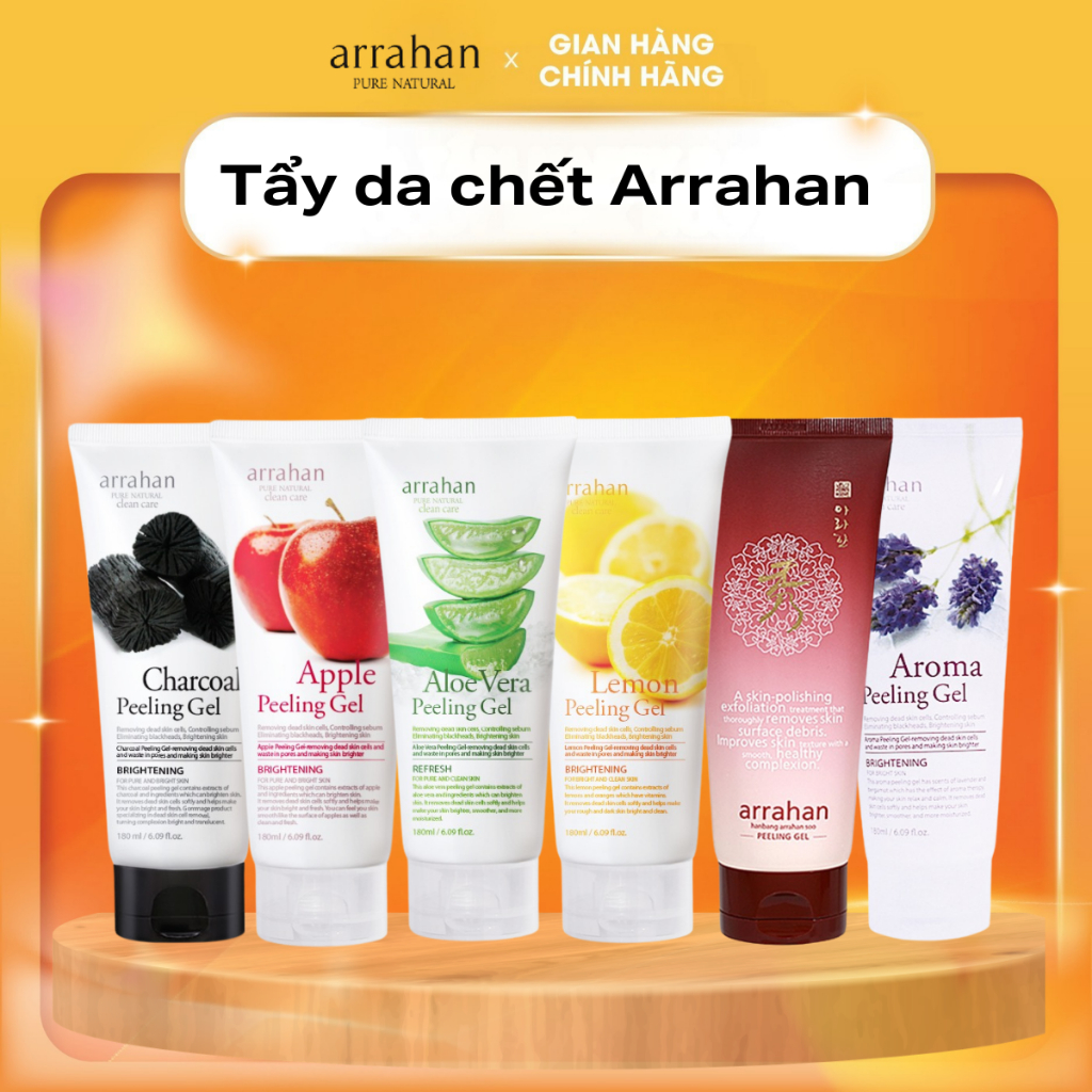 Gel Tẩy Da Chết Arrahan Hoa Quả Làm Trắng Da, Loại Bỏ Lớp Sừng Giúp Da Ẩm Mịn180ml