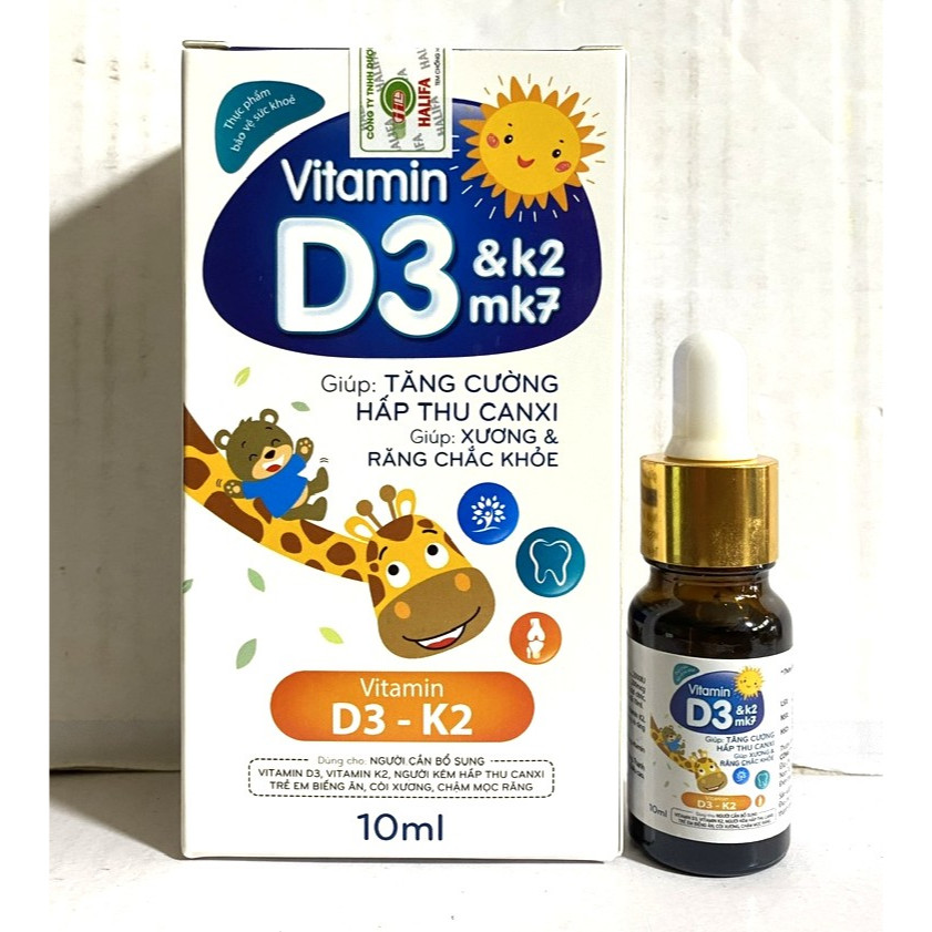 Vitamin D3 & K2 Mk7  D3 bổ sung Vitamin D3 & K2 Mk7 giúp hấp thụ canxi hiệu quả, giúp xương và răng 
