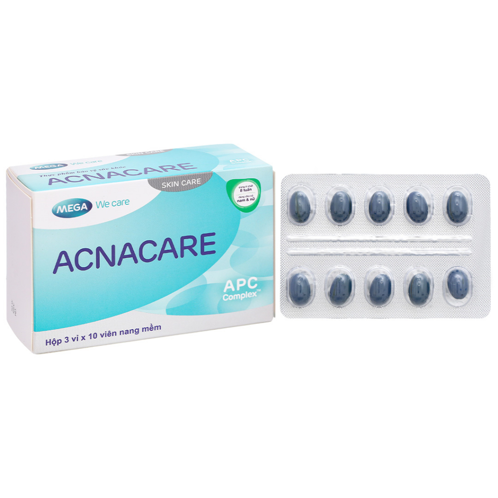 Viên uống giảm mụn, giảm nhờn - Kẽm, Crôm, D.Salina, Vitamin C, Vitamin E - ACNACARE Mega We Care (3