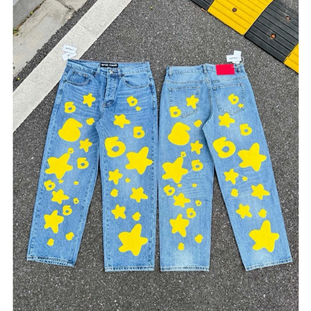 ⚡️ORDER⚡️Quần Bò Sp5der Beluga Wash - Sp5der beluga Denim Wash / Quần Jean Ngôi sao dễ thương