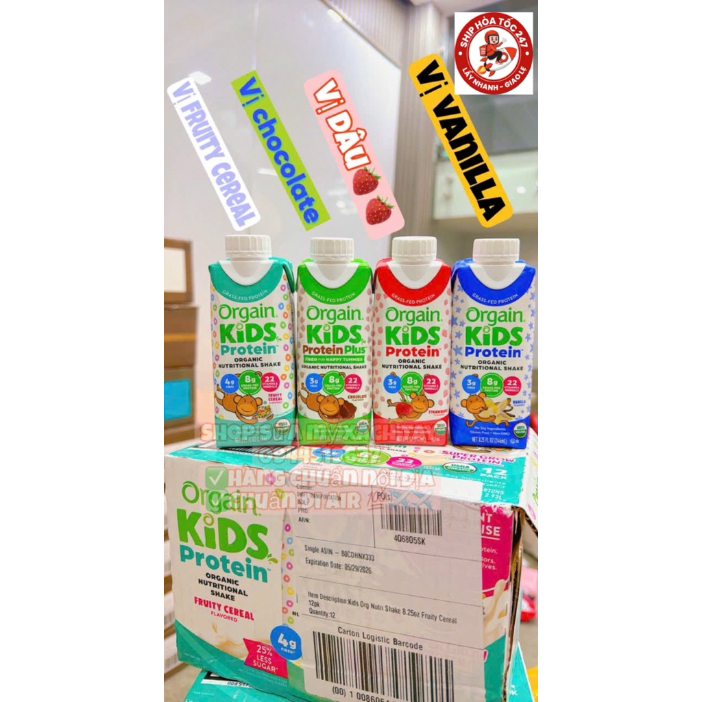 [Hộp Lẻ]SỮA ORGAIN KIDS PROTEIN – TĂNG CÂN LÀNH MẠNH, TĂNG CHIỀU CAO, TĂNG ĐỀ KHÁNG CHO BÉ