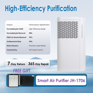 Máy lọc không khí thông minh JH-1706 Điều khiển Wifi Lọc HEPA | Cảm biến Laser | Loại bỏ khói PM2.5