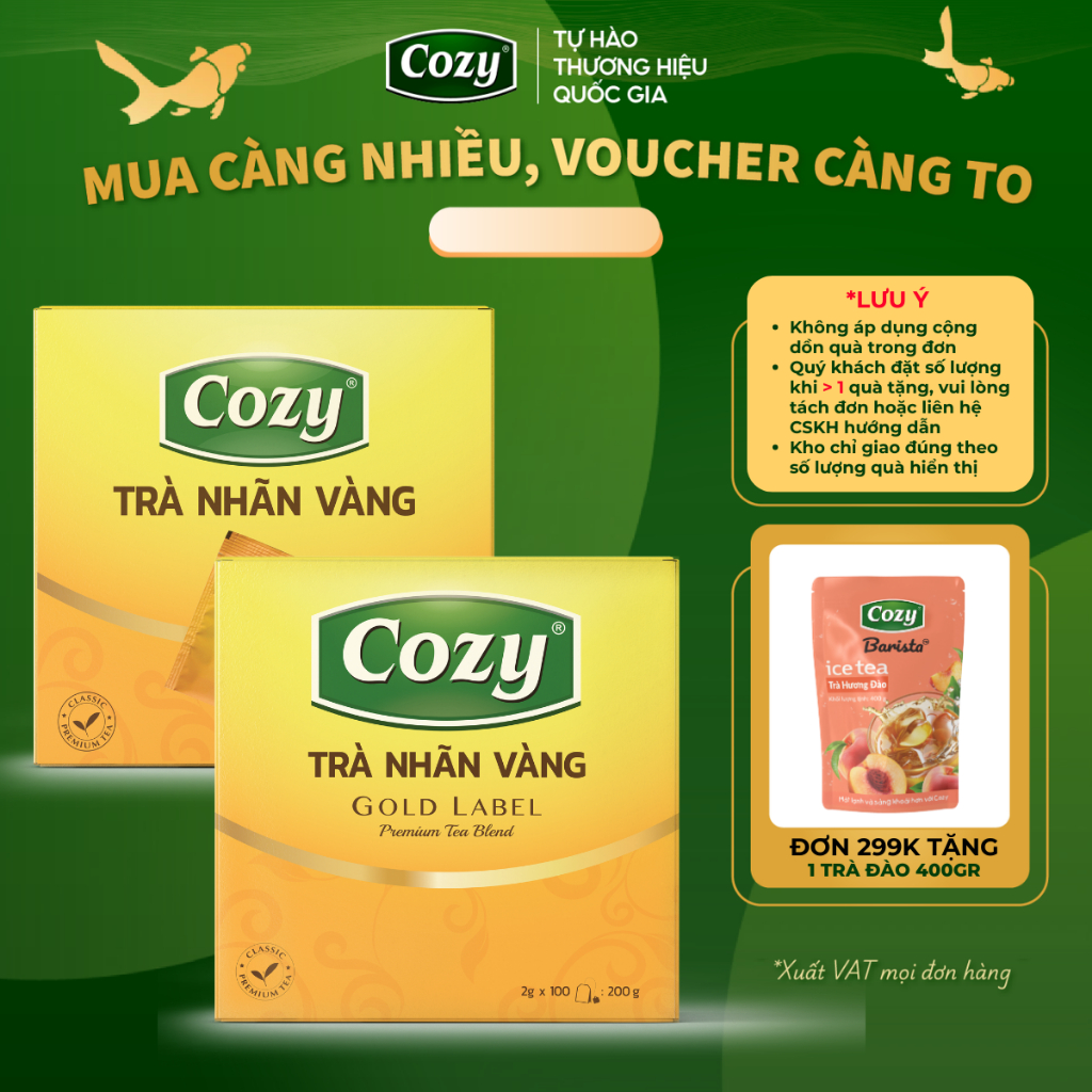 Trà Đen Nhãn Vàng Cozy 100 Túi Lọc Rời Dùng Pha Chế Trà Chanh,Trà Tắc,Trà Chanh Dây Kim Quất,Trà Sữa