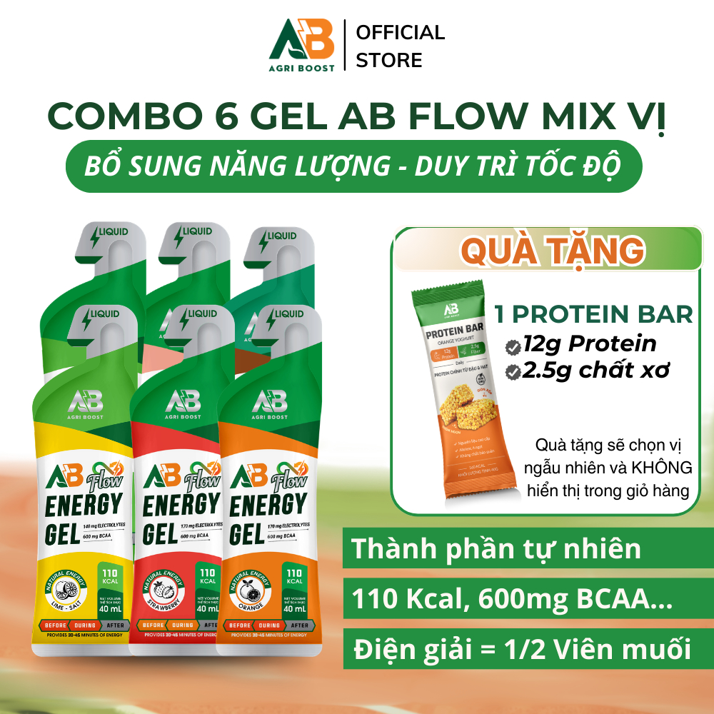 [GEL MỚI] COMBO 6 Gel AB Flow Gel Dạng Lỏng Dễ Hấp Thụ, Duy Trì Nhịp Độ Cho Người Chơi Thể Thao AB N