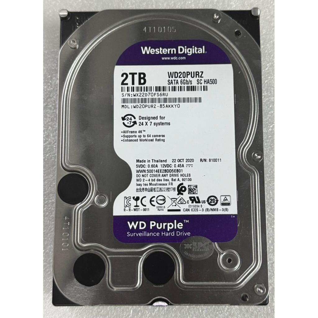 Ổ Cứng HDD WD Purple 2TB 3.5 SATA 6Gb/s – Ổ Cứng Camera Giám Sát Western Digital WD20PURZ
