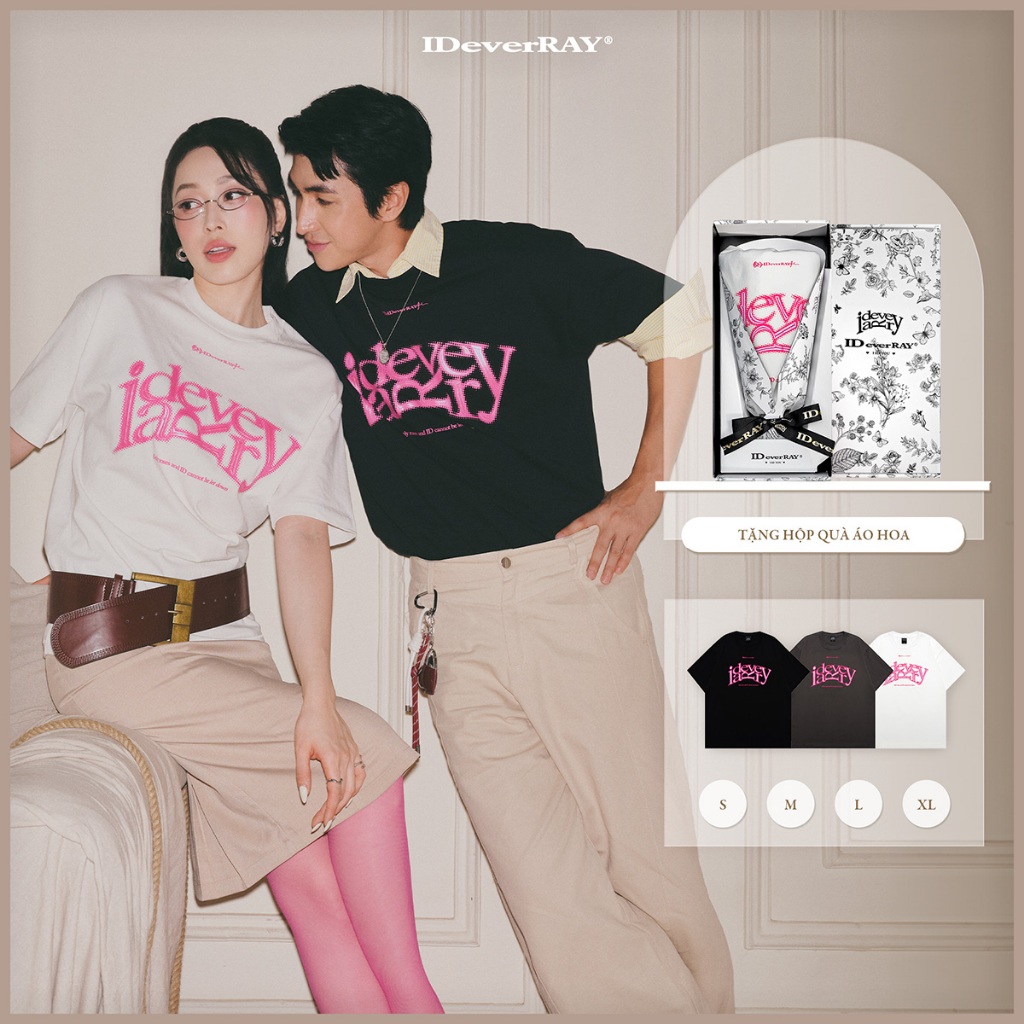 [HỘP HOA TRẮNG] Áo thun unisex chính hãng IDeverRAY InLove chất cotton 260gsm, 21MSL-TM912