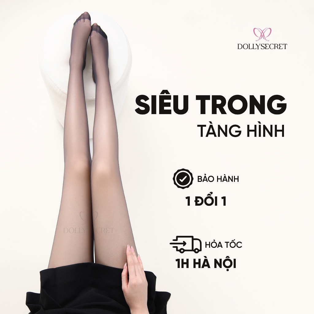T39-Quần Tất Siêu Trong Suốt Siêu Mỏng Thật Chân  DOLLY SECRET Tàng Hình Mềm Mịn (dưới 58kg 1m65) Nữ