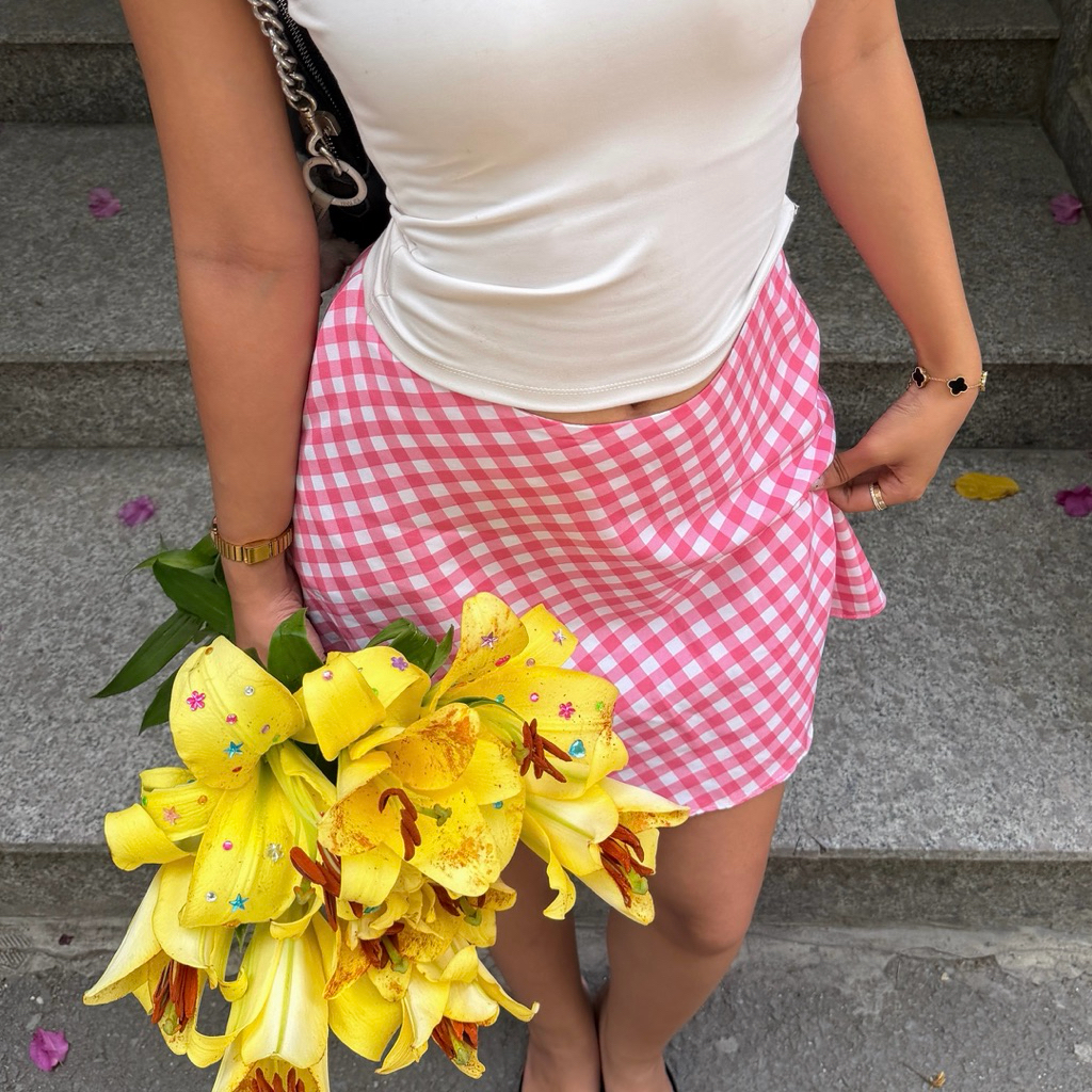 PICNIC CHECK SKIRT - Chân váy dáng lửng sọc caro