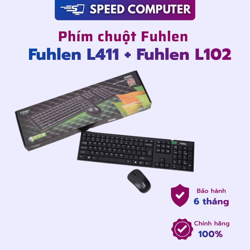 Bộ phím chuột máy tính Fuhlen - Chuột Fuhlen L102 + Phím Fuhlen L411 - Chính Hãng