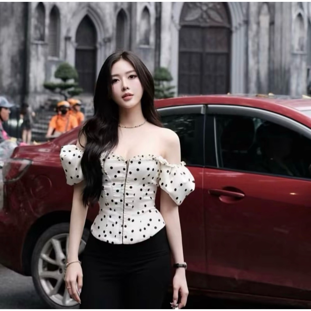 ( 𝐁𝐈𝐆𝐒𝐈𝐙𝐄 ) 𝐕𝐍𝟖𝟐 ÁO Corset hoạ tiết chấm bi tay phồng cài khoá có gọng + mút 𝐒 => 𝟑𝐗𝐋 + + 𝐍𝐇𝐈𝐄̂̀𝐔 𝐌𝐀̀𝐔  by CarrotShop | BigBuy360 - bigbuy360.vn