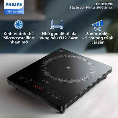 Bếp từ đơn Philips HD5830/90 | 8 chế độ| 2000W - Hàng Chính Hãng