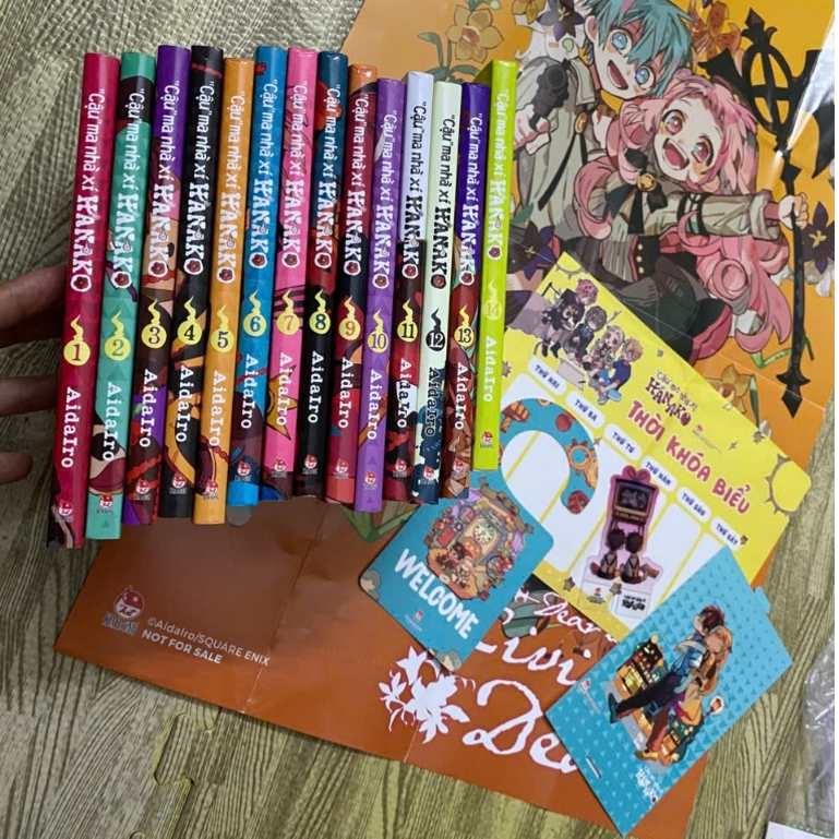 (+5pk) Bộ 14q vở tr.tr Hanako cậu ma nhà xí tập 1-14 kèm 5 pk