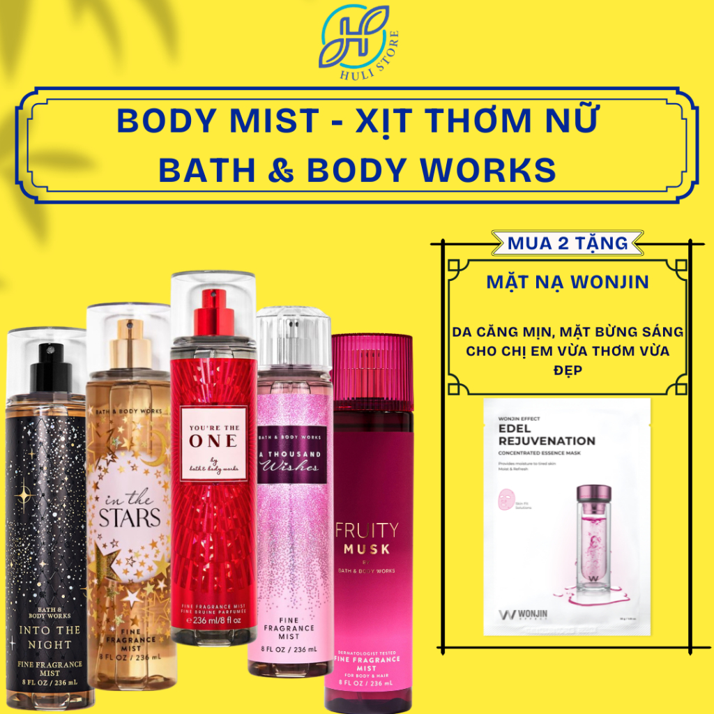 Xịt thơm Body Mist Mỹ Bath and Body Works 236ml - Xịt toàn thân, hương nước hoa, chính hãng Mỹ lưu hương Body Nữ