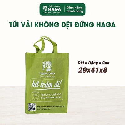 Túi vải không dệt Trầm Hương HAGA, Túi vải đựng đồ, Thân thiện môi trường - loại 29x41x8cm