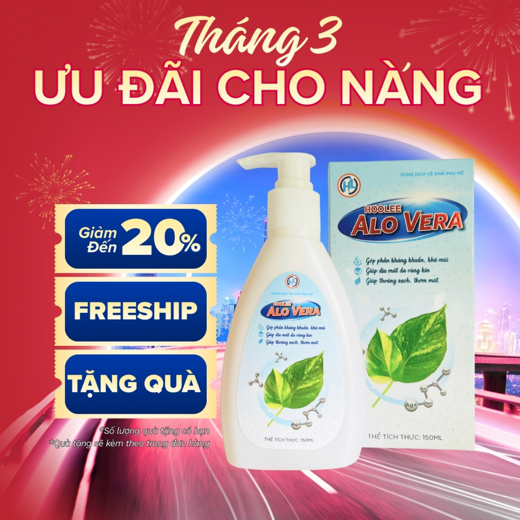 Dung Dịch Vệ Sinh Phụ Nữ AloVera 150ml Hỗ Trợ Ngừa Viêm Nhiễm, Làm Sạch, Dưỡng Ẩm, Giảm Ngứa