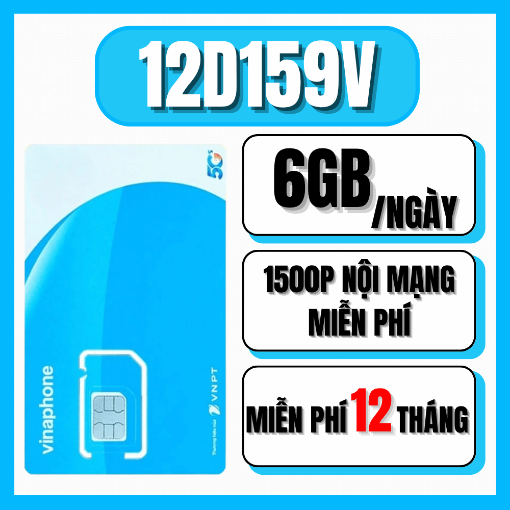 SIM 12VD149 / 12D159V GÓI 12 THÁNG KHÔNG PHẢI NẠP TIỀN, DATA KHỦNG, MIỄN PHÍ NGHE GỌI HÀNG THÁNG