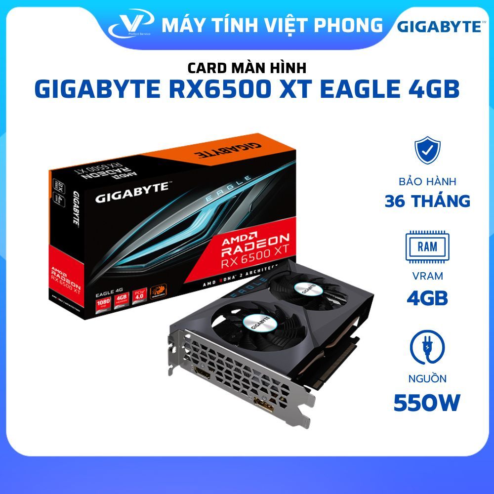 VGA CARD MÀN HÌNH GIGABYTE RADEON RX 6500 XT 4GB -  CHÍNH HÃNG BẢO HÀNH 3 NĂM