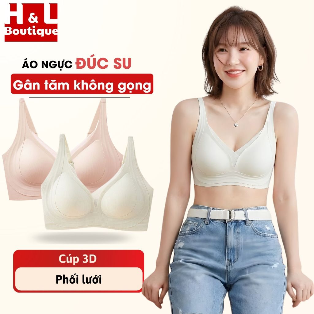 Áo Ngực Nữ Đúc Su Gân Tăm Viền Ép – Áo Lót Nữ Không Gọng Phối Lưới Nâng V1 HL BOUTIQUE A2377
