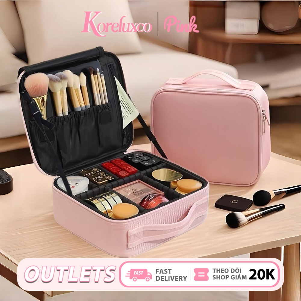 KoreluxcoTúi đựng mỹ phẩm đa năng chống va đập, chống thấm nước có vách ngăn điều chỉnh được