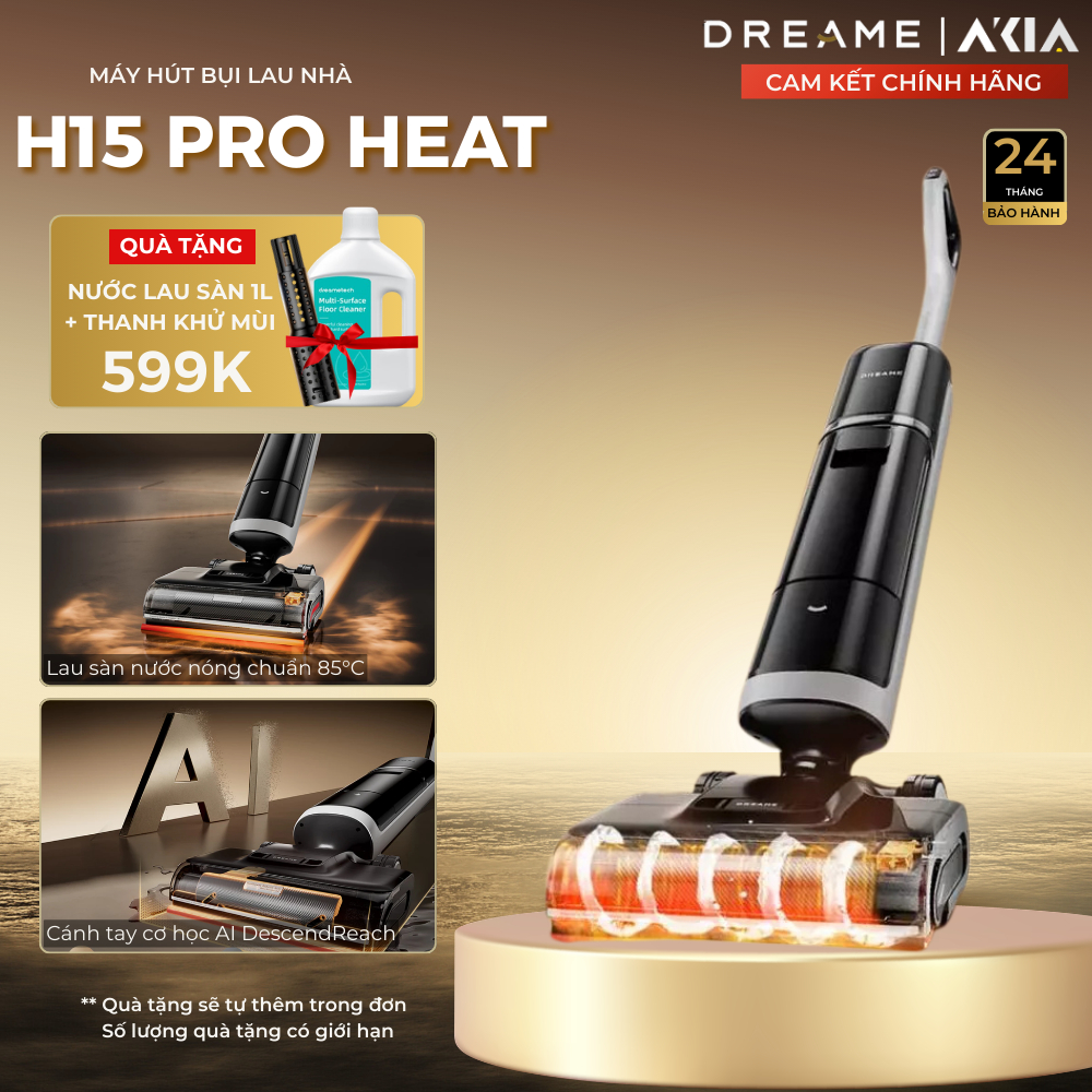 [TẶNG THANH KHỬ MÙI] Máy hút bụi lau sàn khô & ướt H15 Pro Heat - Bản Quốc Tế - Bảo Hành 24 Tháng