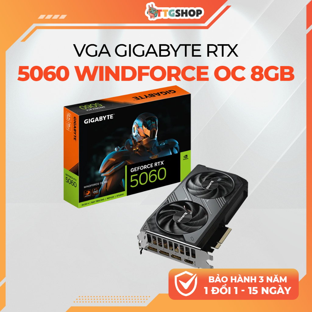 VGA Gigabyte RTX 5060 Windforce Max OC 8GB GDDR7 - Card Màn Hình Gaming
