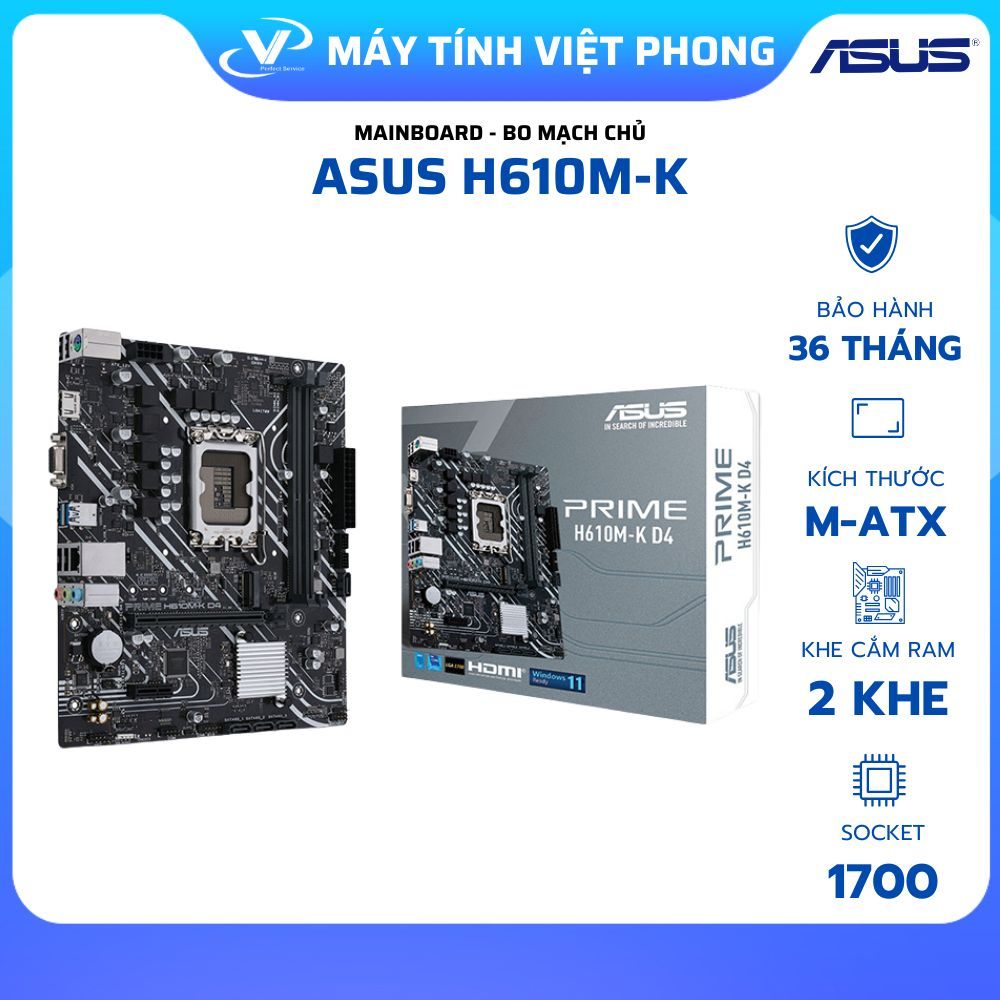 MAINBOARD ASUS PRIME H610M-K D4 - CHÍNH HÃNG BẢO HẢNH 3 NĂM