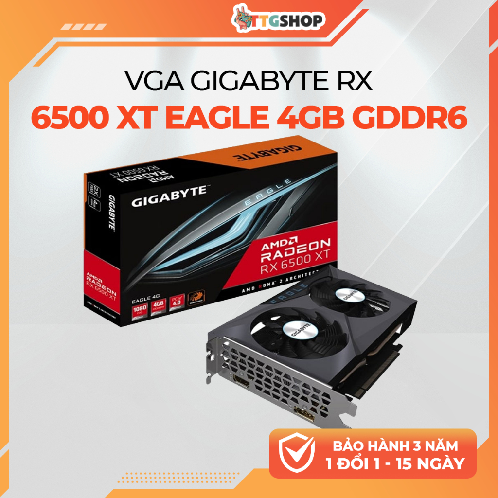 VGA Gigabyte Radeon RX 6500 XT EAGLE 4GB GDDR6 - Card Màn Hình Chơi Game Full HD, Bảo Hành 36 Tháng