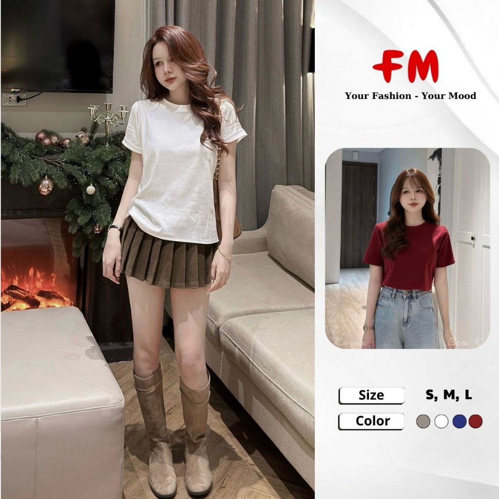 Áo Thun Trơn Nữ FMSTYLE Tay Ngắn Cổ Tròn, Form Basic Dễ Phối Đồ 26030066