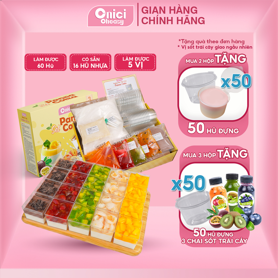 Set làm bánh Panna Cotta 5 vị ONICI set nguyên liệu nấu thành phẩm 60-65 hủ 60ml