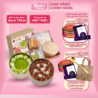 Set làm tiramisu HỘP THIẾC 2 vị matcha, cacao tự chọn ONICI thành phẩm 750ml bánh