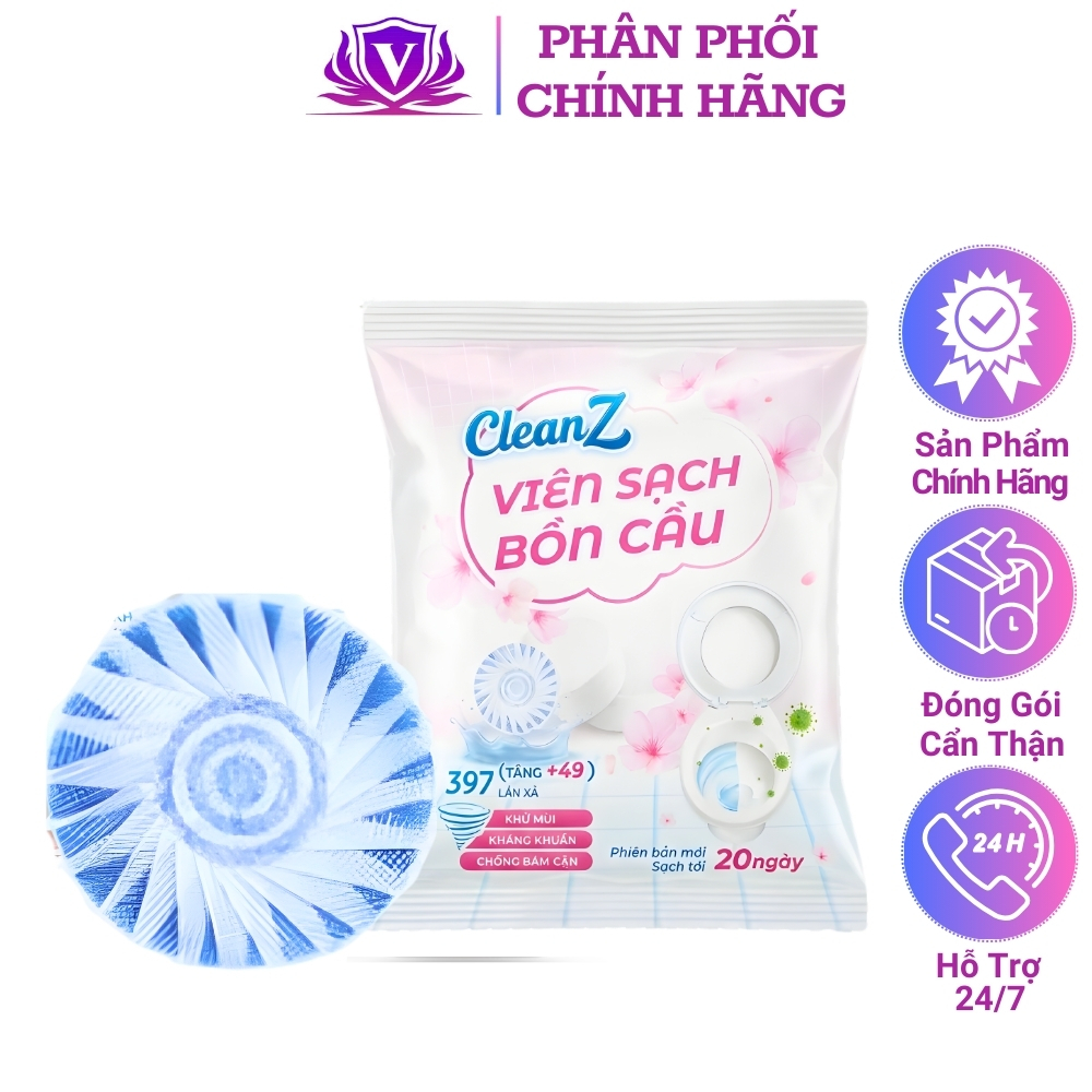 Viên Thả Bồn Cầu CleanZ Chính Hãng 50g Khử Mùi Bồn Cầu, Viên Thơm Bồn Cầu Giúp Nhà Vệ Sinh Thơm Mát Mỗi Ngày