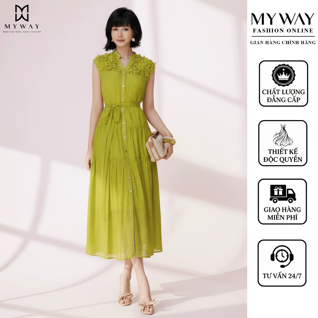 Đầm Maxi Nữ MY WAY Đính Hoa Không Tay Dáng Suông Cao Cấp 2md20160t