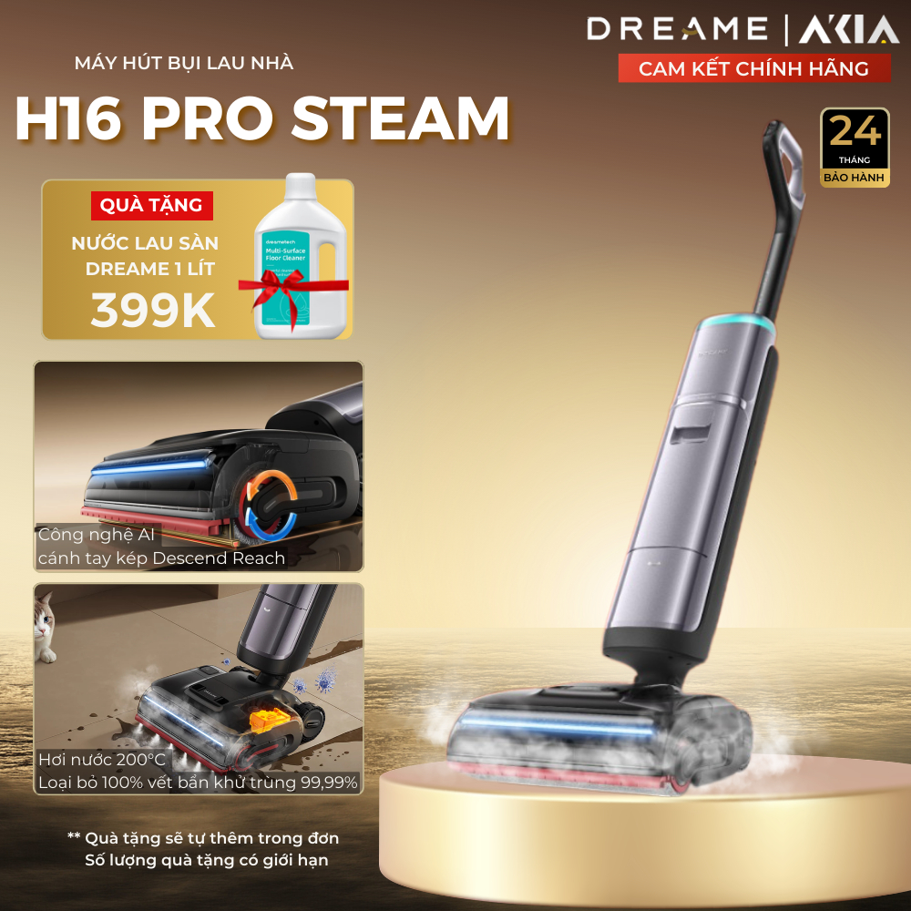 Máy hút bụi lau sàn Dreame H16 Pro Steam - Lau sàn hơi nước 200℃ - Công nghệ AI cánh tay kép - BH 24