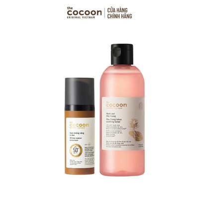 [MUA 2 GIẢM 41%] Combo 1 Kem chống nắng bí đao Cocoon 50ml + nước sen Hậu Giang 310ml