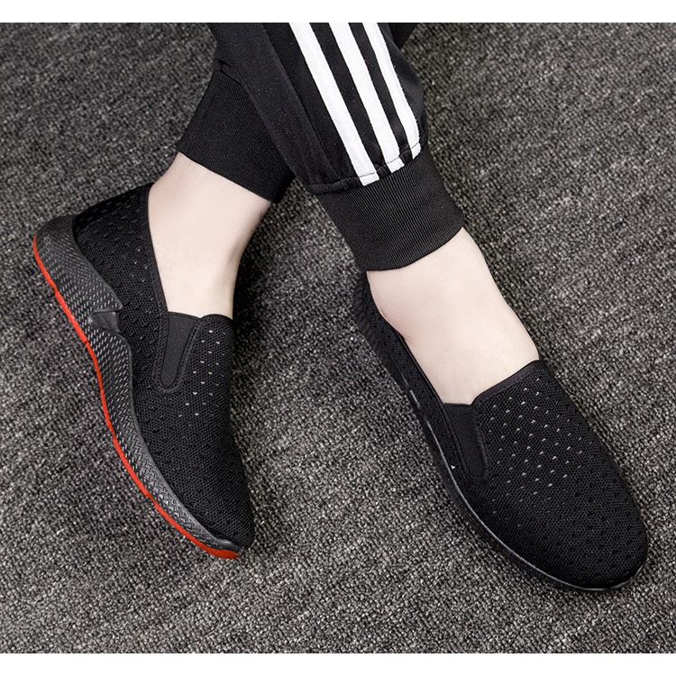 Giày Lười Vải Nam Đen Đế Cao  S60-Màu Full Đen Kiểu Dáng Phù Hợp Nhiều Lứa Tuổi-Dễ Sử Dụng