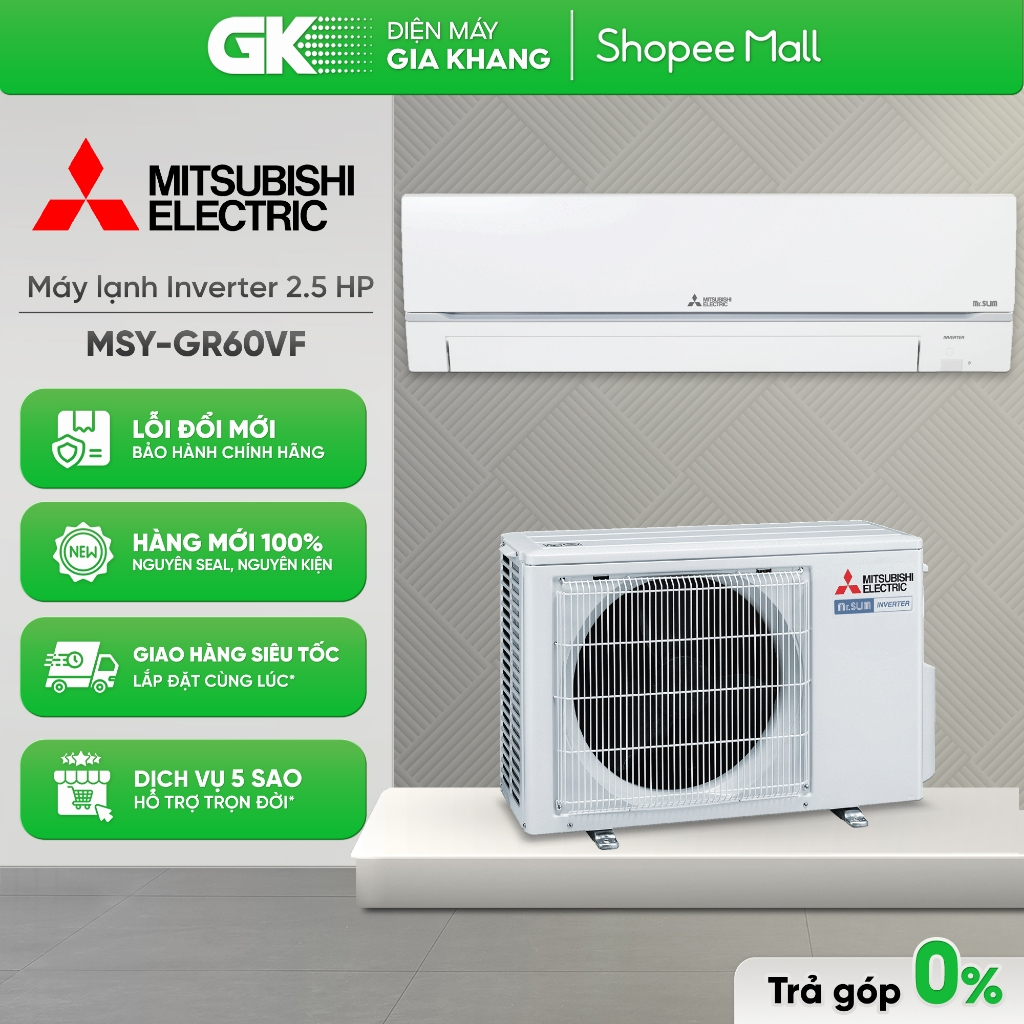 MSY-GR60VF | MSY-GR50VF | MSY-GR35VF | MSY-GR25VF Máy Lạnh Mitsubishi Electric Inverter [Toàn Quốc]